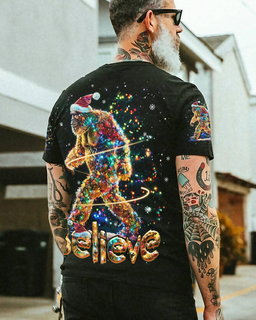 BLISSCORNERS BELIEVE BIGFOOT CHRISTMAS ALL OVER PRINT