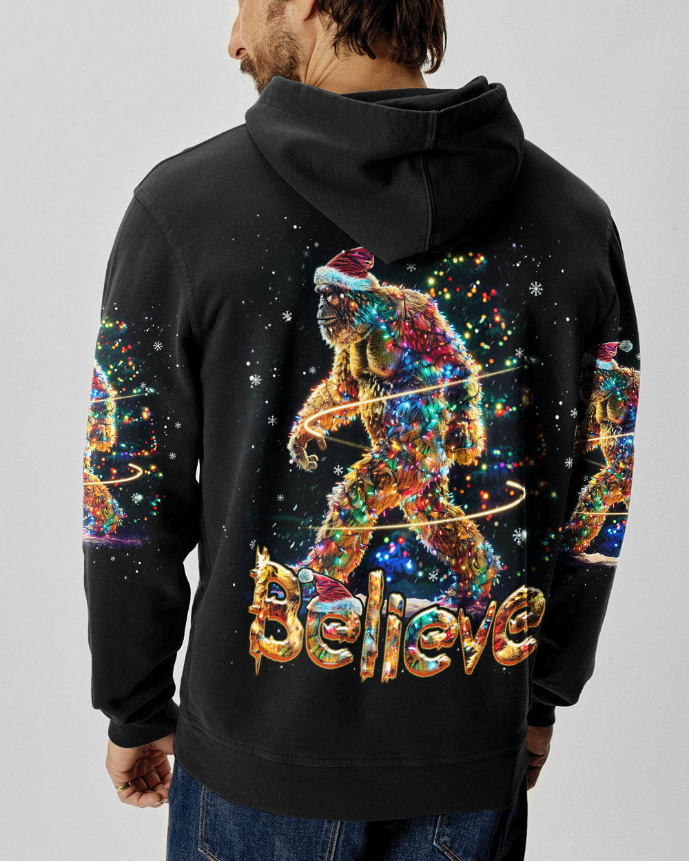 BLISSCORNERS BELIEVE BIGFOOT CHRISTMAS ALL OVER PRINT