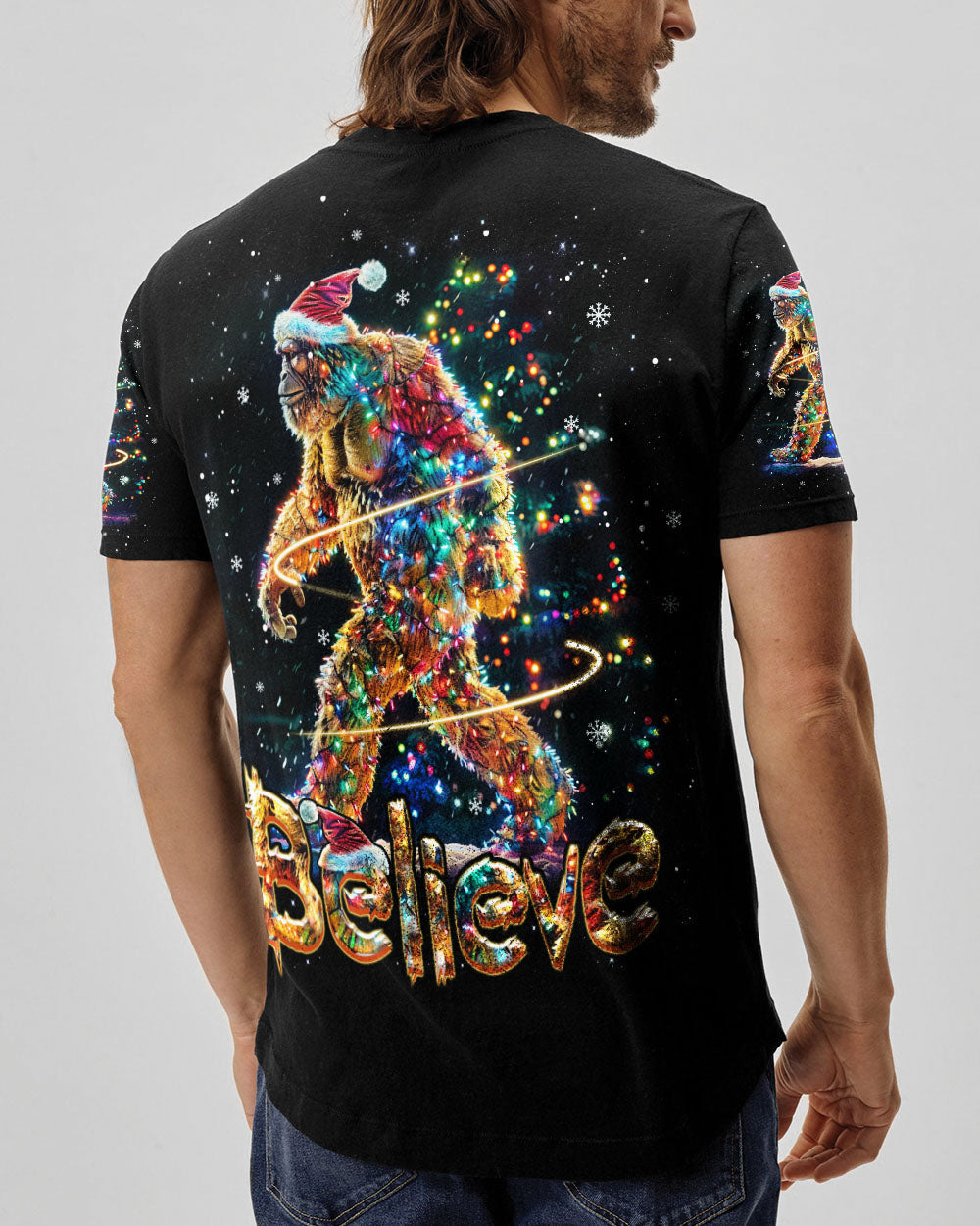 BLISSCORNERS BELIEVE BIGFOOT CHRISTMAS ALL OVER PRINT