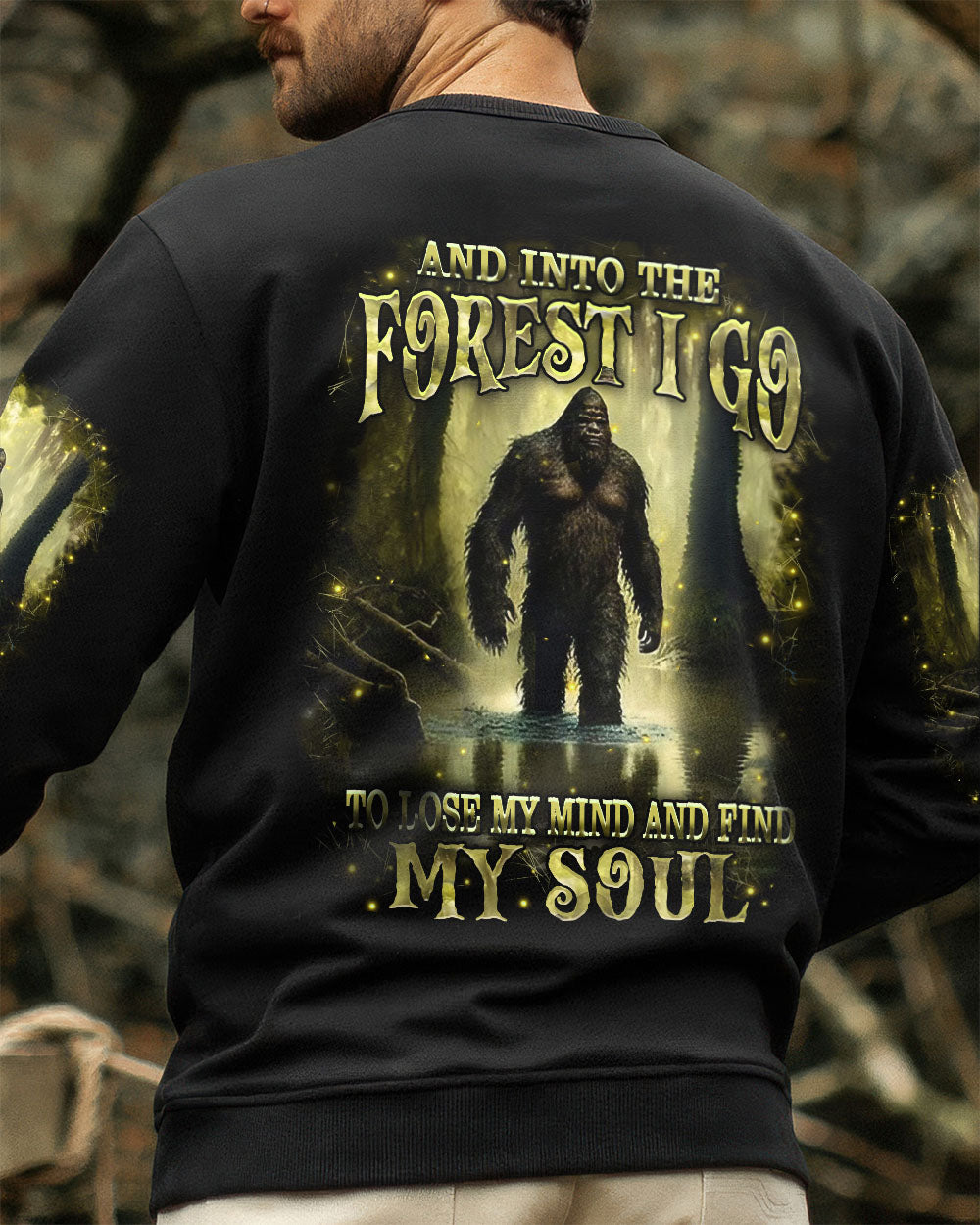 BLISSCORNERS AND INTO THE FOREST I GO BIGFOOT ALL OVER PRINT