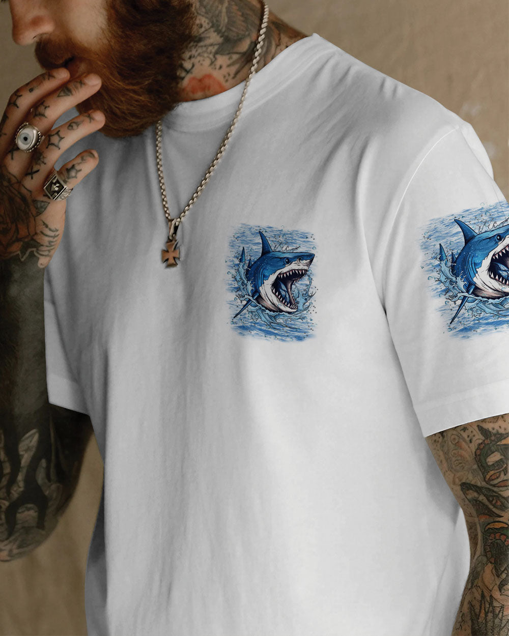 BLISSCORNERS THE VOICE OF THE SEA SPEAKS TO THE SOUL SHARK ALL OVER PRINT