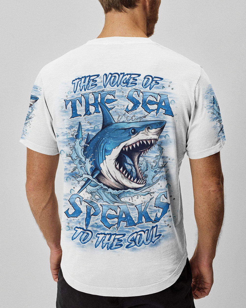 BLISSCORNERS THE VOICE OF THE SEA SPEAKS TO THE SOUL SHARK ALL OVER PRINT