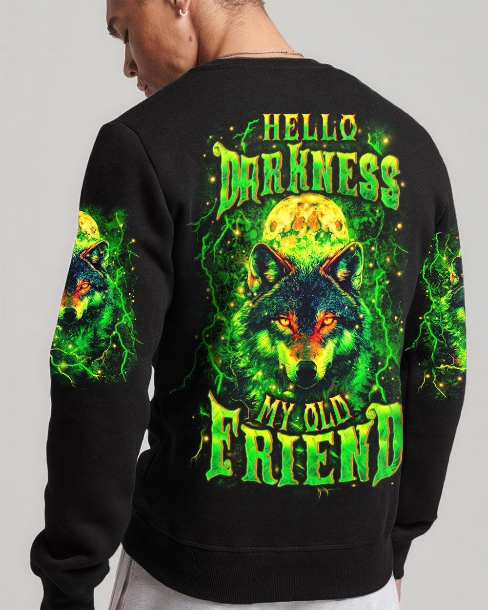 BLISSCORNERS HELLO DARKNESS MY OLD FRIEND WOLF ALL OVER PRINT