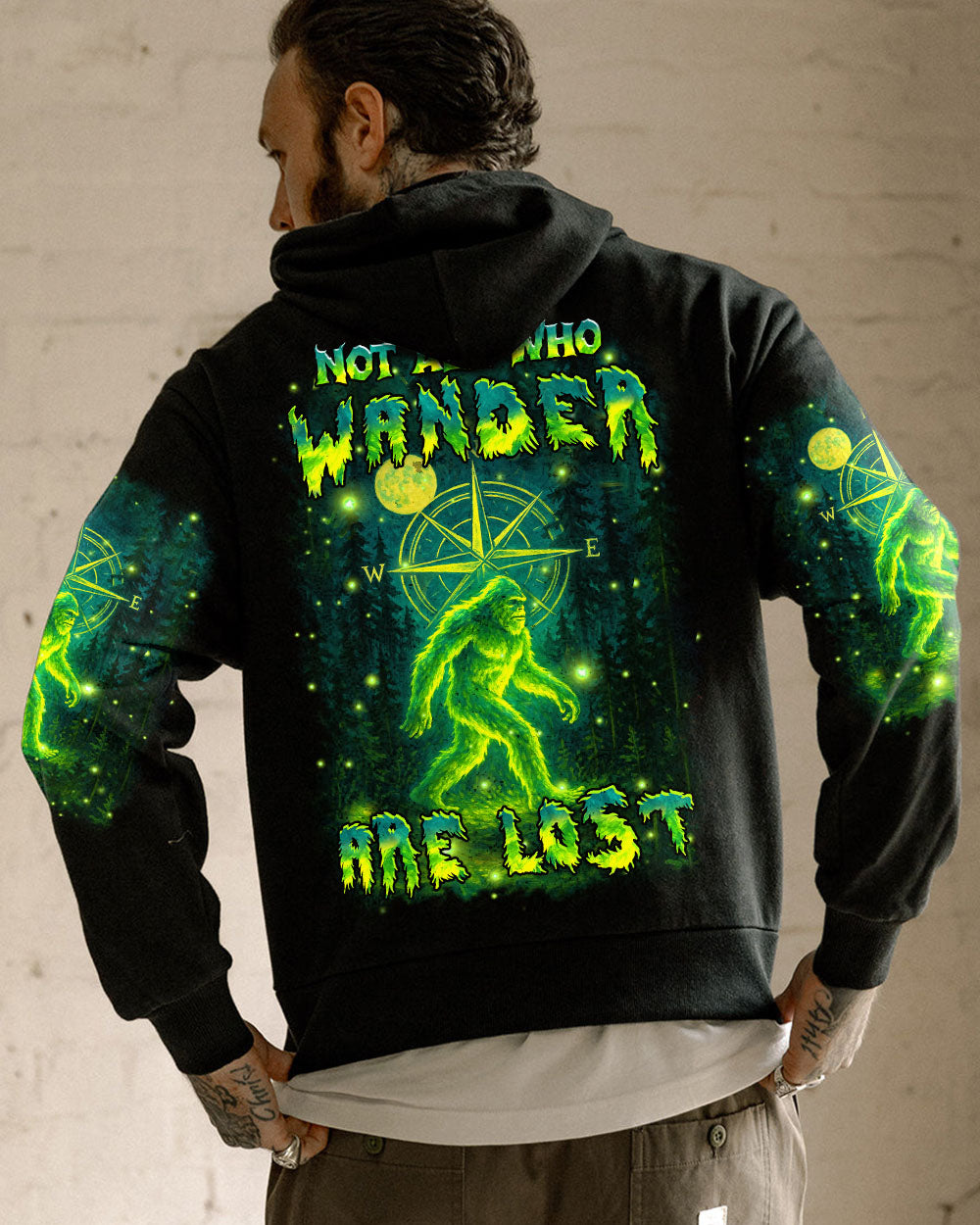 BLISSCORNERS NOT ALL WHO WANDER ARE LOST BIGFOOT ALL OVER PRINT