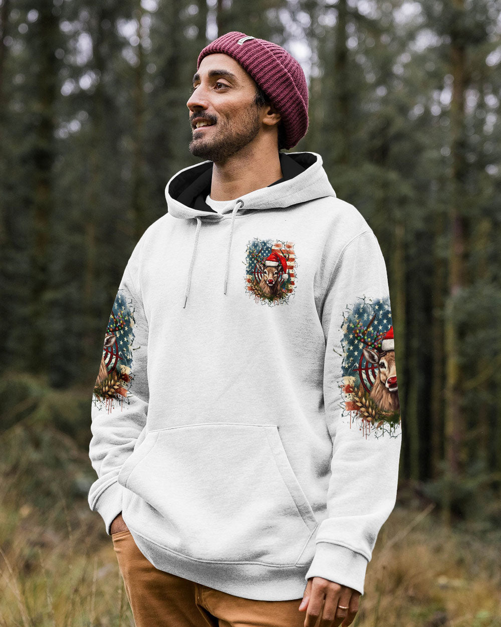 BLISSCORNERS ’TIS THE SEASON CHRISTMAS HUNTING DEER ALL OVER PRINT