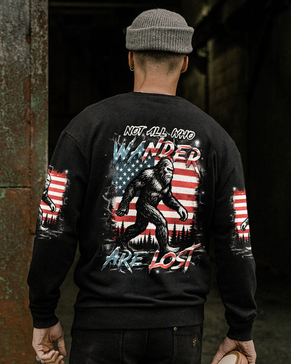 BLISSCORNERS NOT ALL WHO WANDER ARE LOST BIGFOOT ALL OVER PRINT