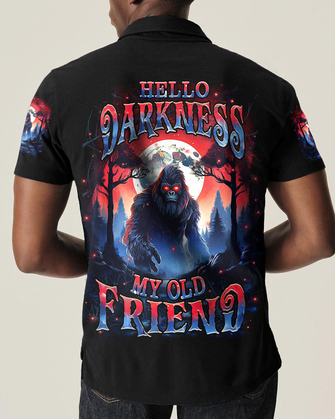 BLISSCORNERS HELLO DARKNESS MY OLD FRIEND BIGFOOT ALL OVER PRINT