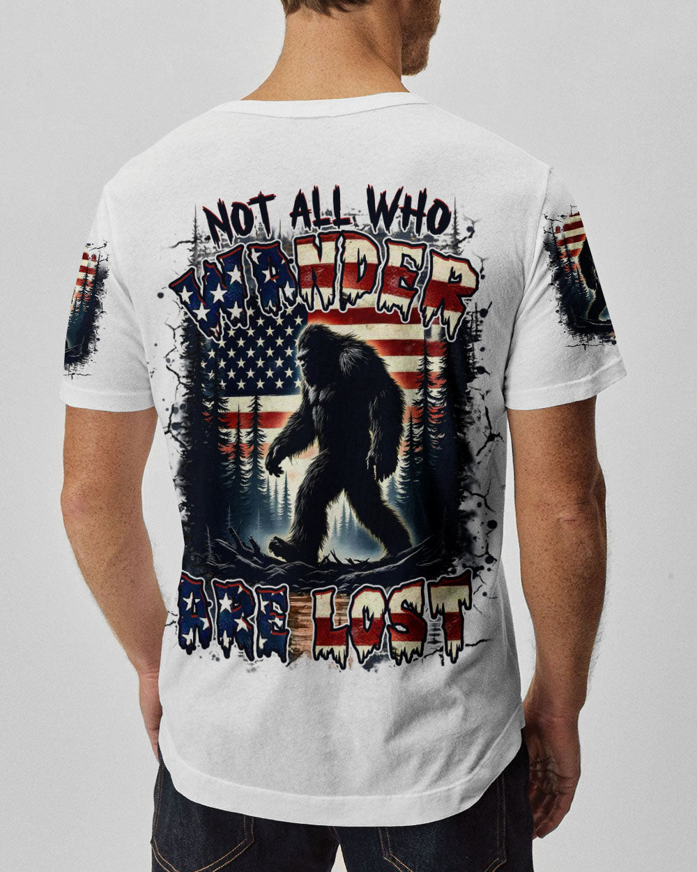 BLISSCORNERS NOT ALL WHO WANDER ARE LOST BIGFOOT ALL OVER PRINT