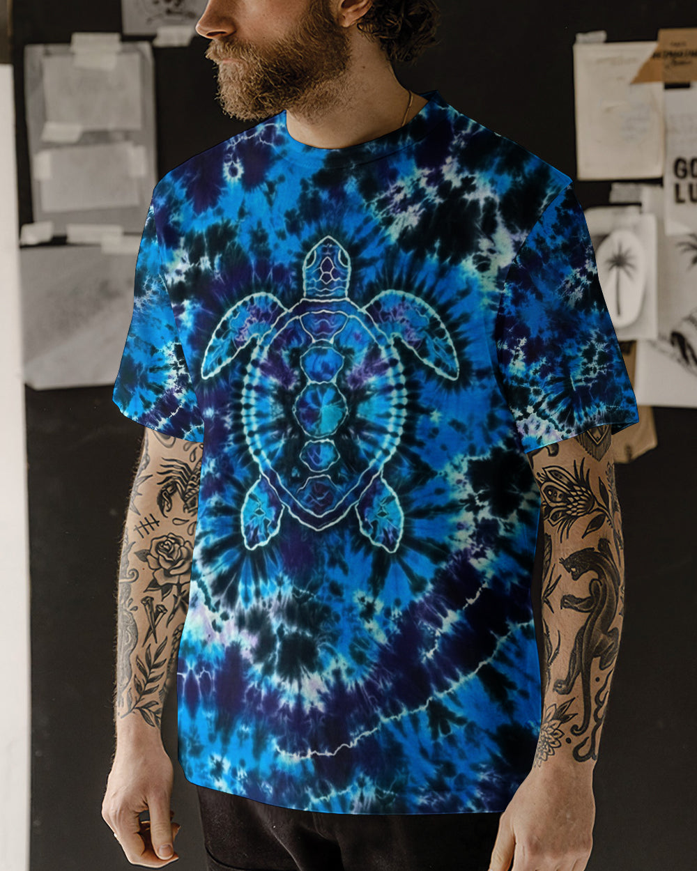 BLISSCORNERS BLUE TURTLE TIE DYE ALL OVER PRINT