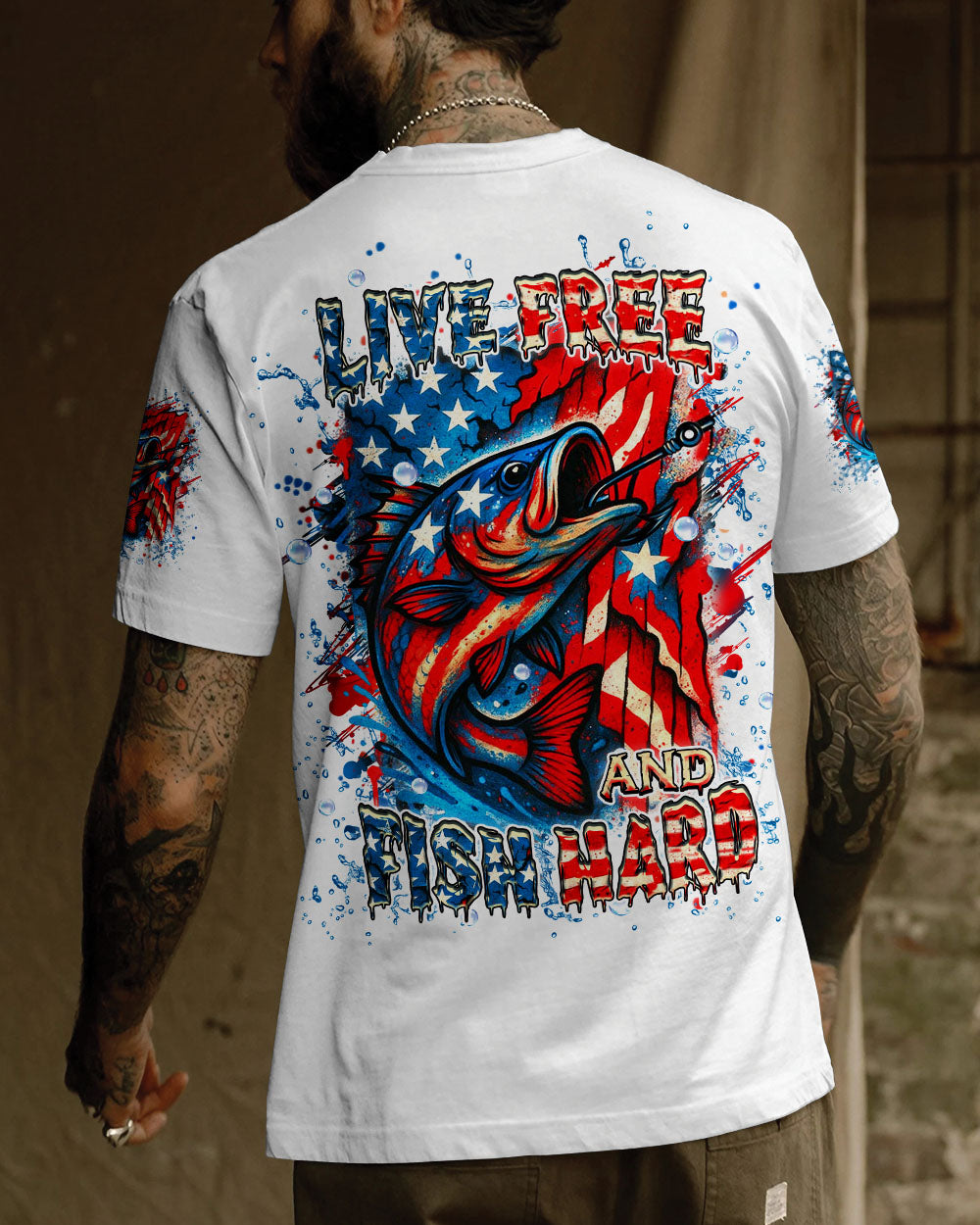 BLISSCORNERS LIVE FREE AND FISH HARD ALL OVER PRINT