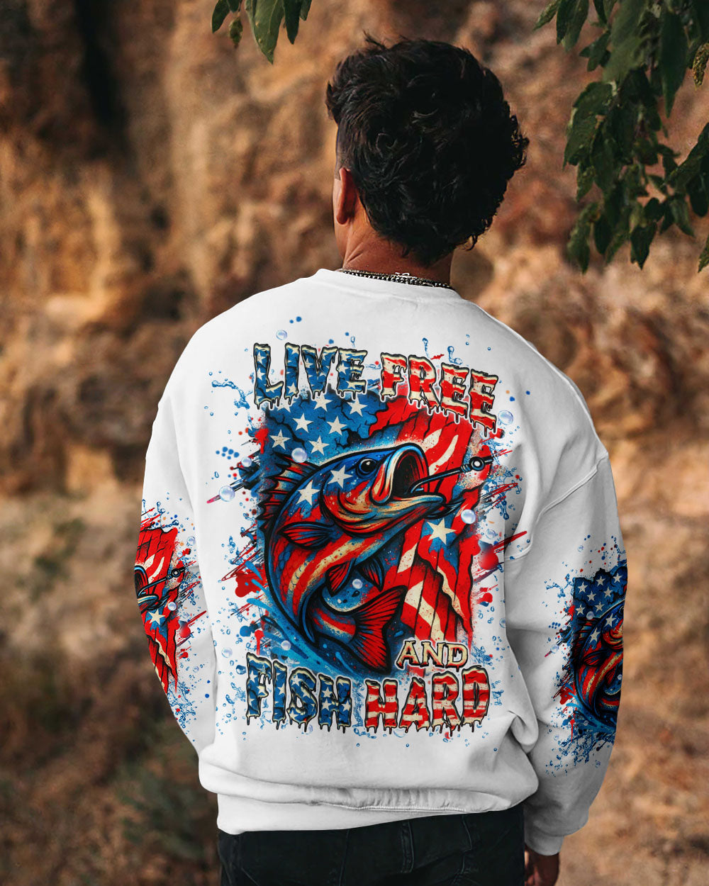 BLISSCORNERS LIVE FREE AND FISH HARD ALL OVER PRINT
