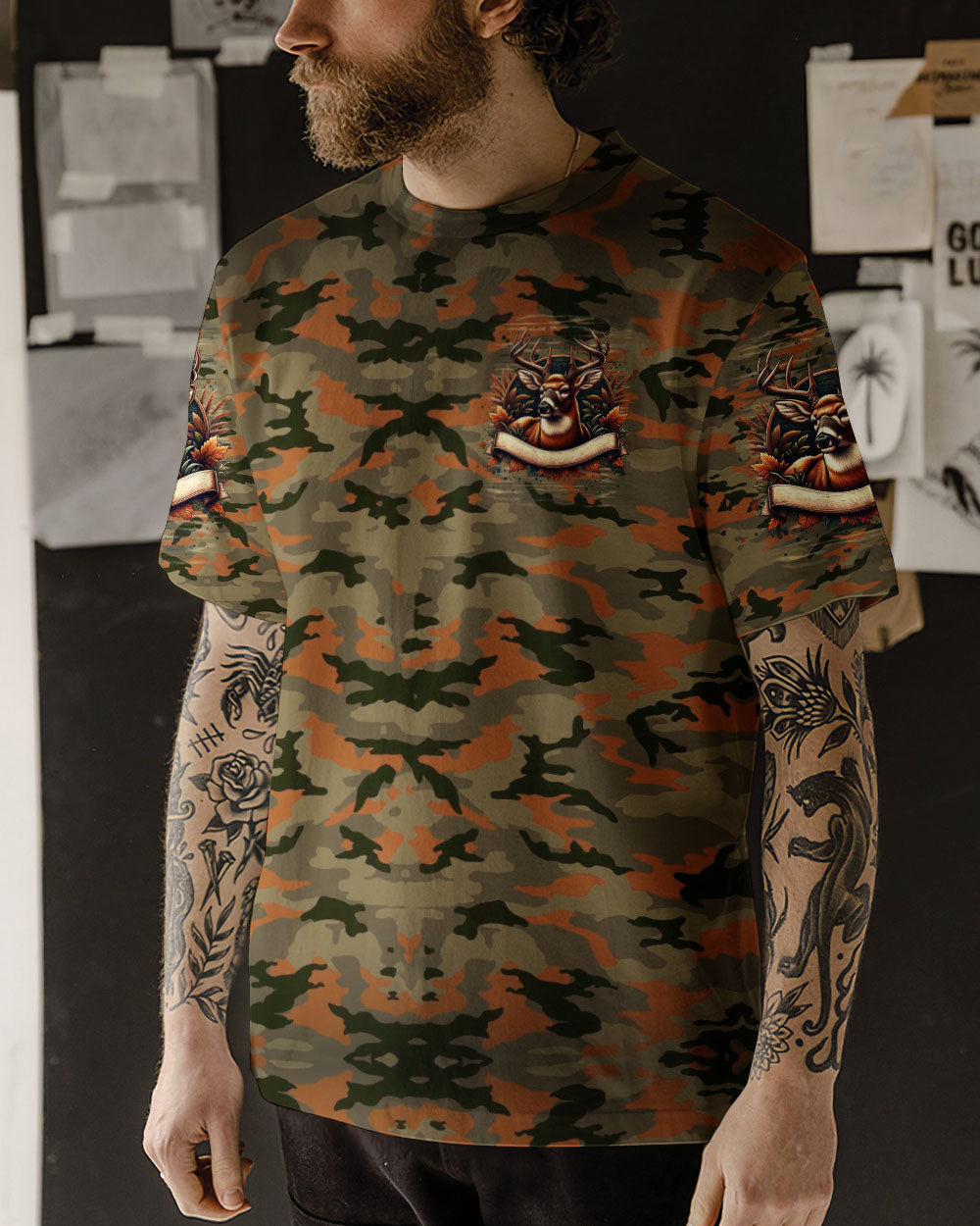 BLISSCORNERS NO BRAGGING UNTIL YOU'RE DRAGGING HUNTING ALL OVER PRINT