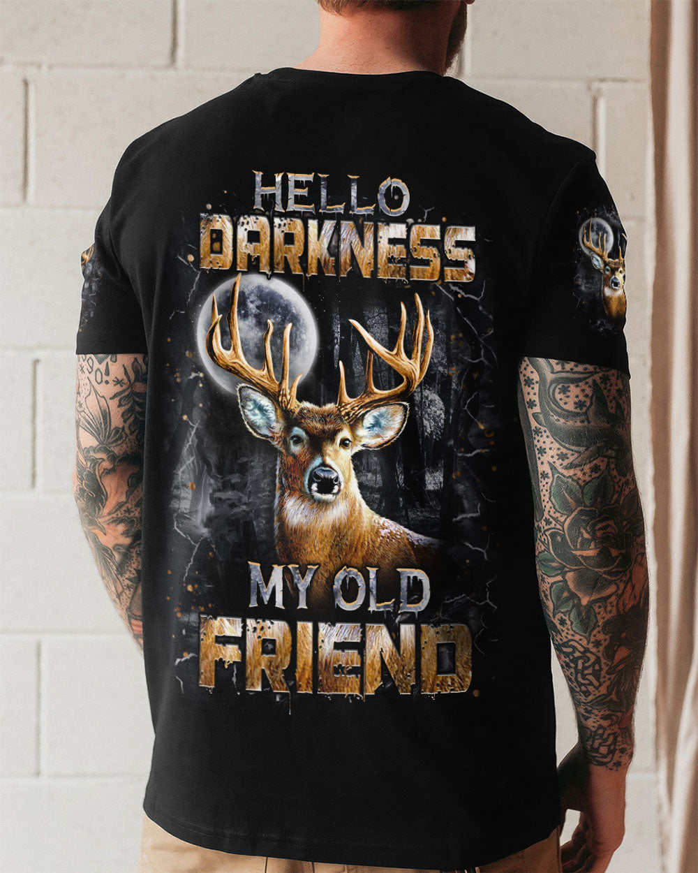 BLISSCORNERS HELLO DARKNESS MY OLD FRIEND DEER ALL OVER PRINT