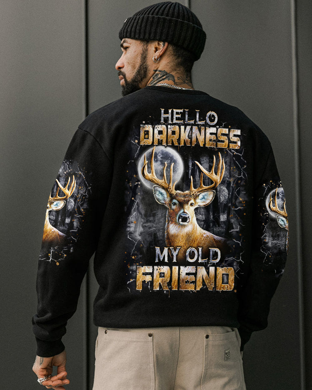 BLISSCORNERS HELLO DARKNESS MY OLD FRIEND DEER ALL OVER PRINT