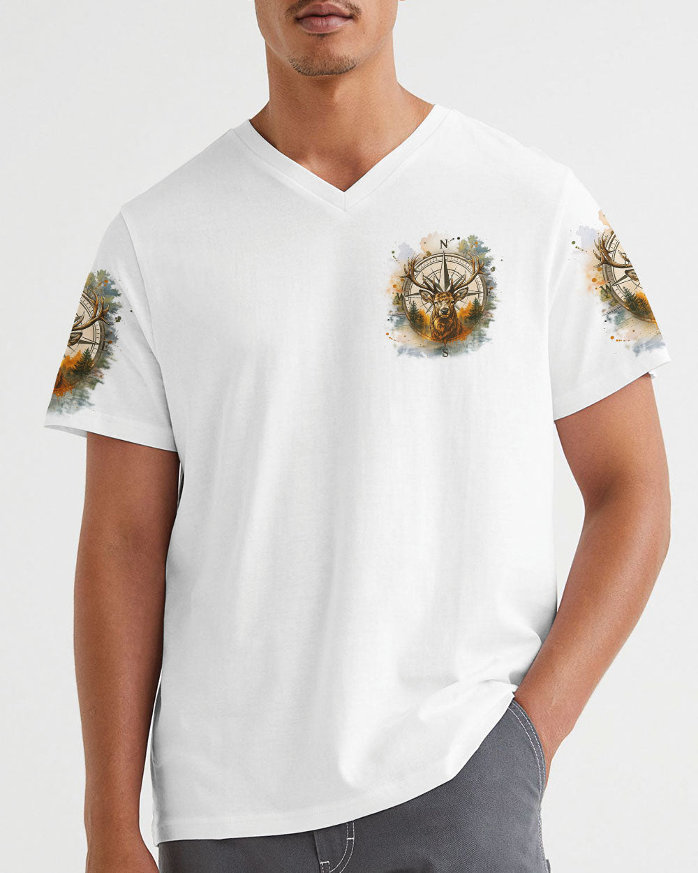 BLISSCORNERS NOT ALL WHO WANDER ARE LOST DEER COMPASS ALL OVER PRINT