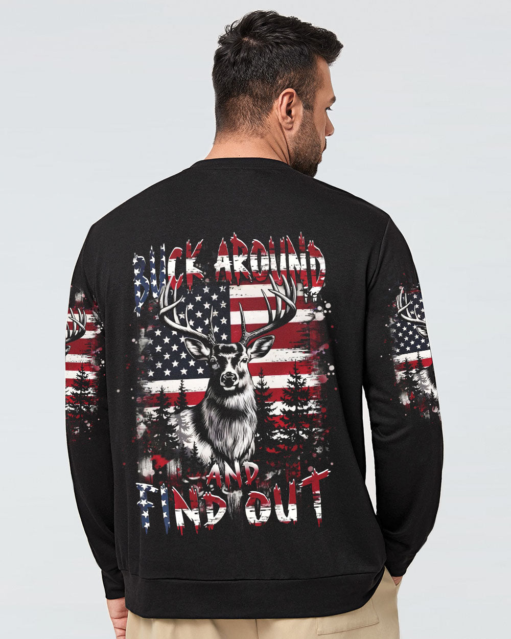 BLISSCORNERS BUCK AROUND AND FIND OUT DEER HUNTING ALL OVER PRINT