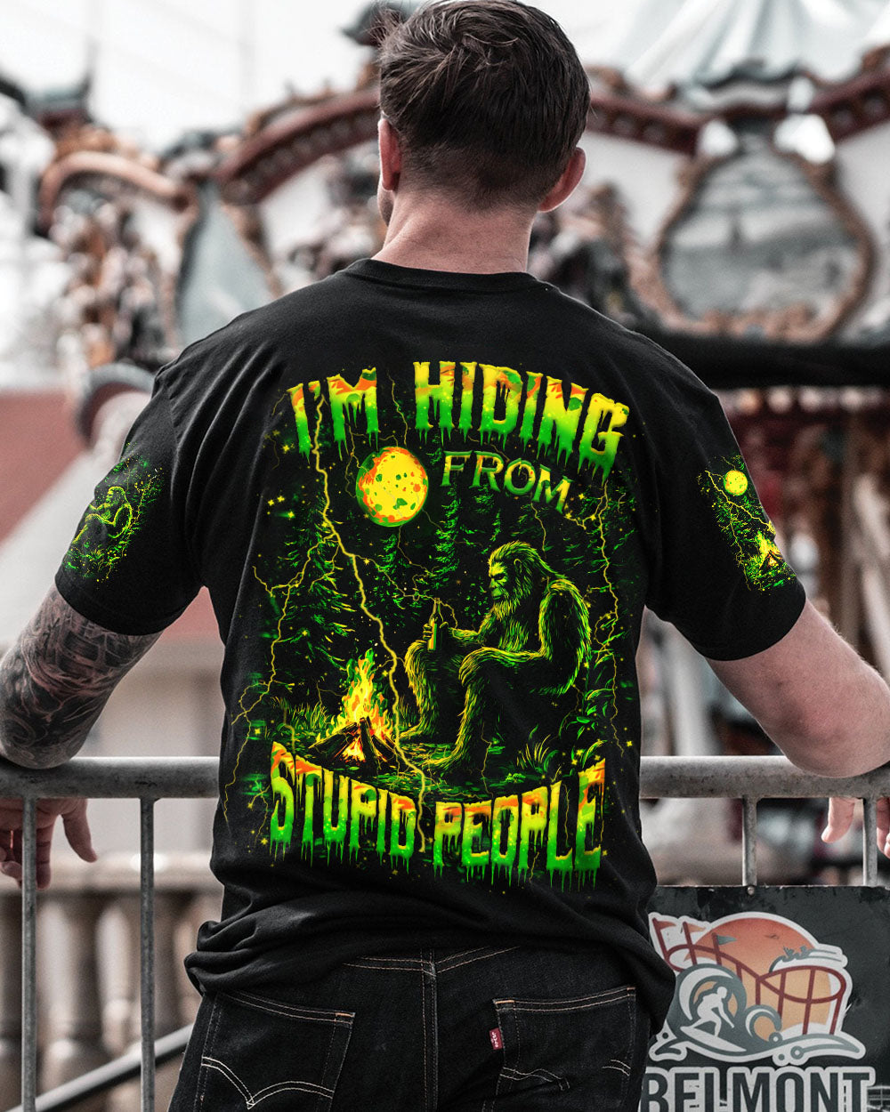 BLISSCORNERS I'M HIDING FROM STUPID PEOPLE BIGFOOT ALL OVER PRINT