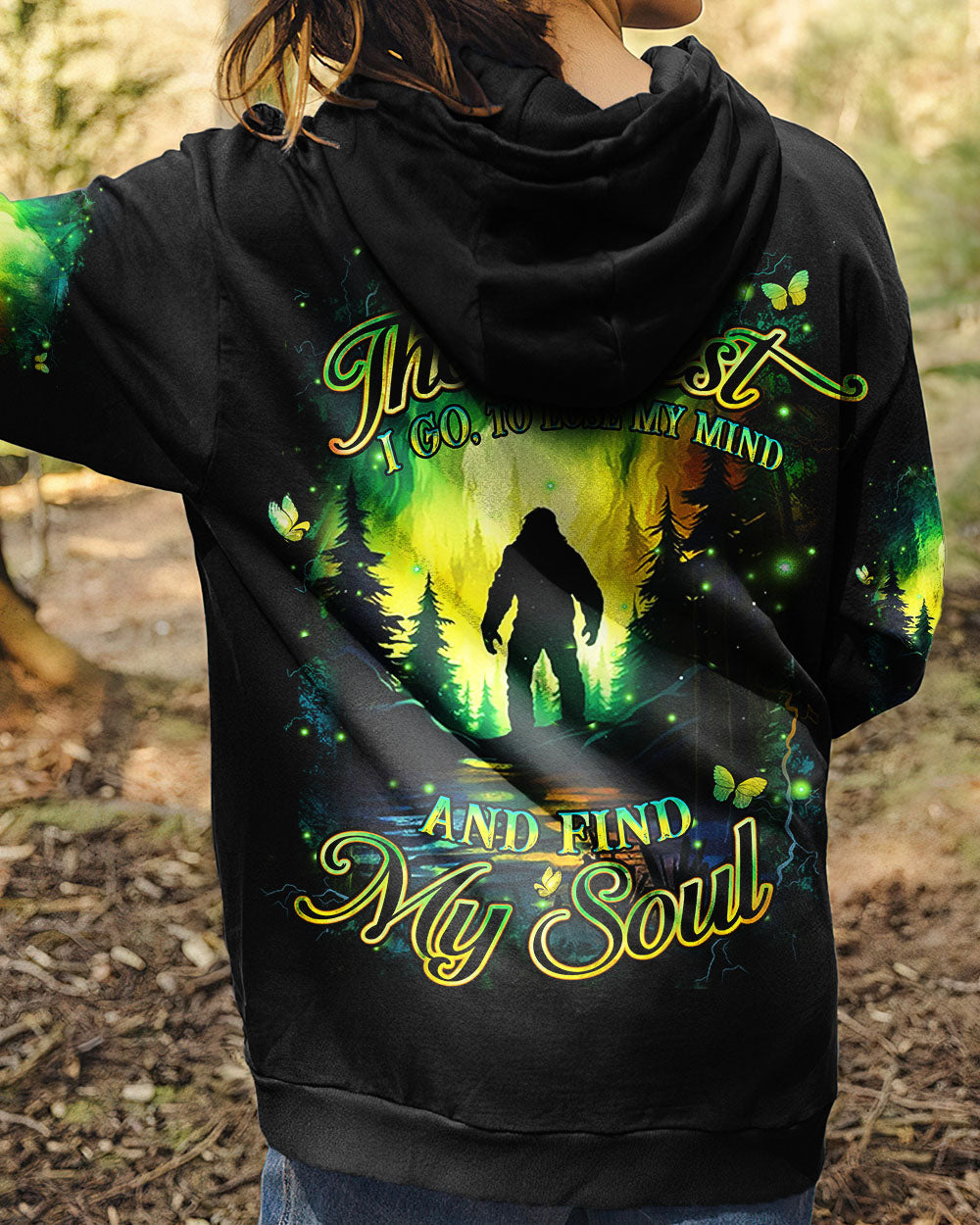 BLISSCORNERS AND INTO THE FOREST I GO BIGFOOT ALL OVER PRINT