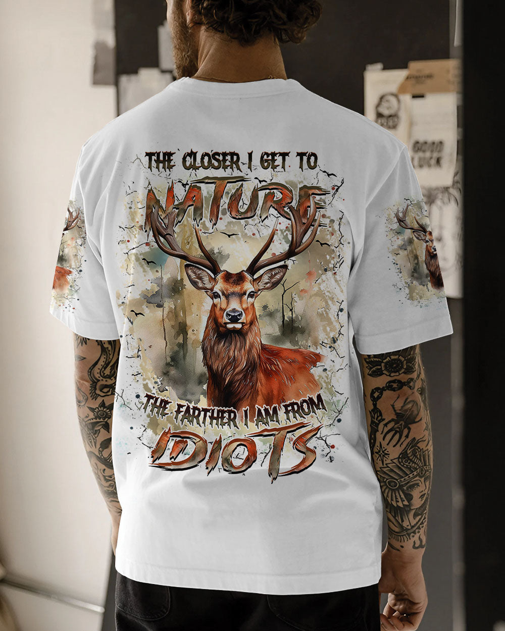 BLISSCORNERS THE CLOSER I GET TO NATURE DEER HUNTING ALL OVER PRINT