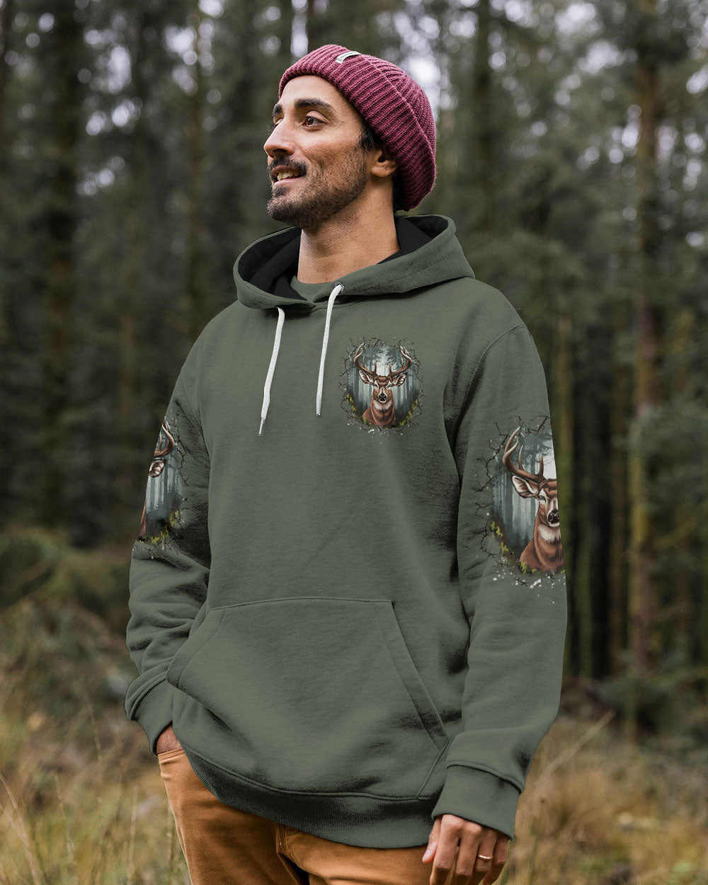 BLISSCORNERS BUCK AROUND AND FIND OUT DEER HUNTING ALL OVER PRINT