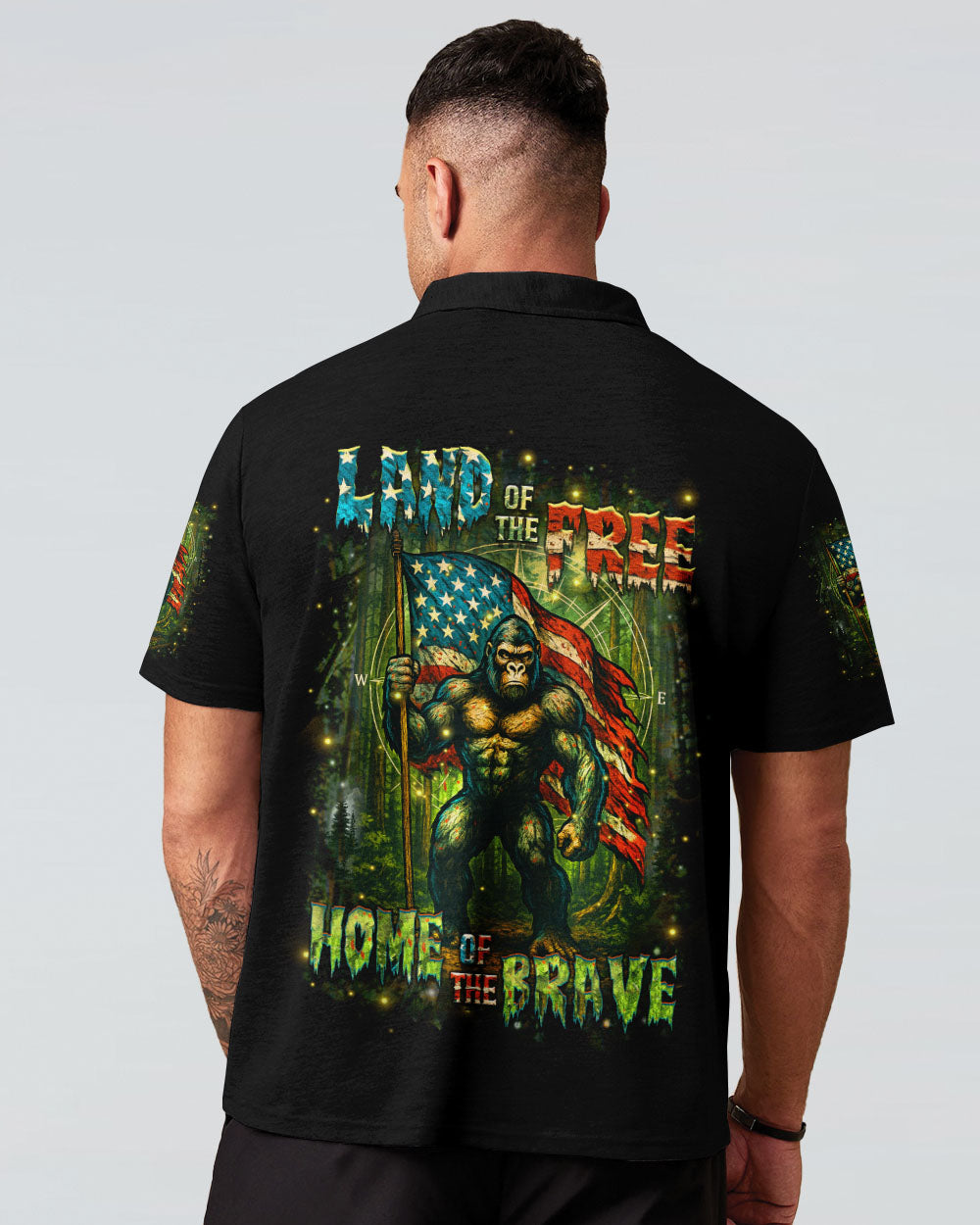 BLISSCORNERS HOME OF THE BRAVE LAND OF THE FREE BIGFOOT ALL OVER PRINT