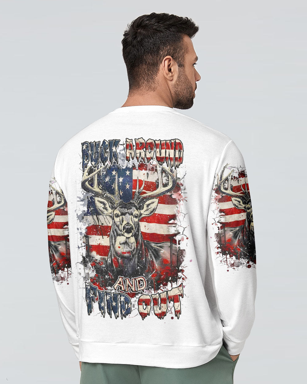 BLISSCORNERS BUCK AROUND AND FIND OUT DEER HUNTING ALL OVER PRINT