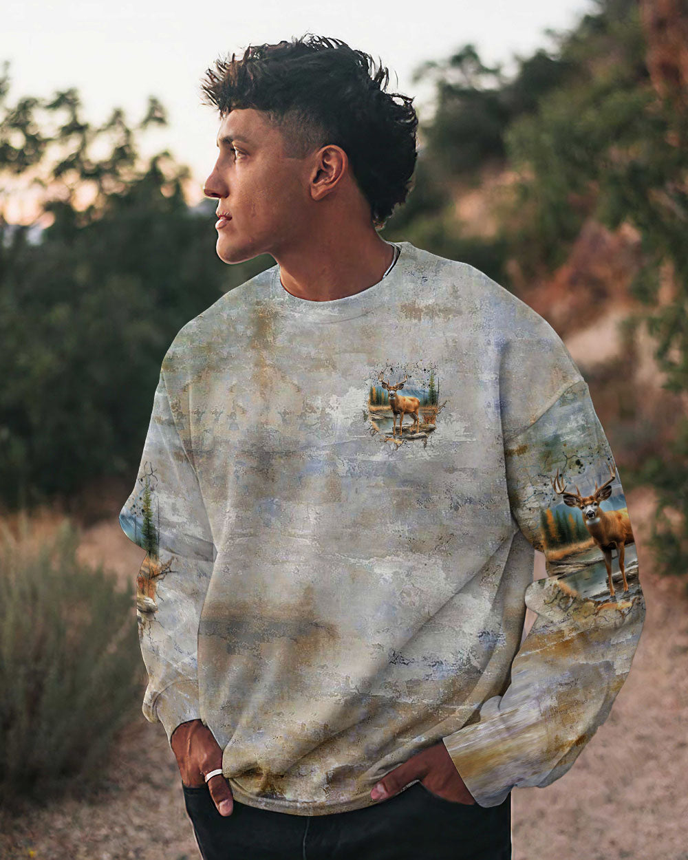 BLISSCORNERS BUCK AROUND AND FIND OUT HUNTING DEER ALL OVER PRINT