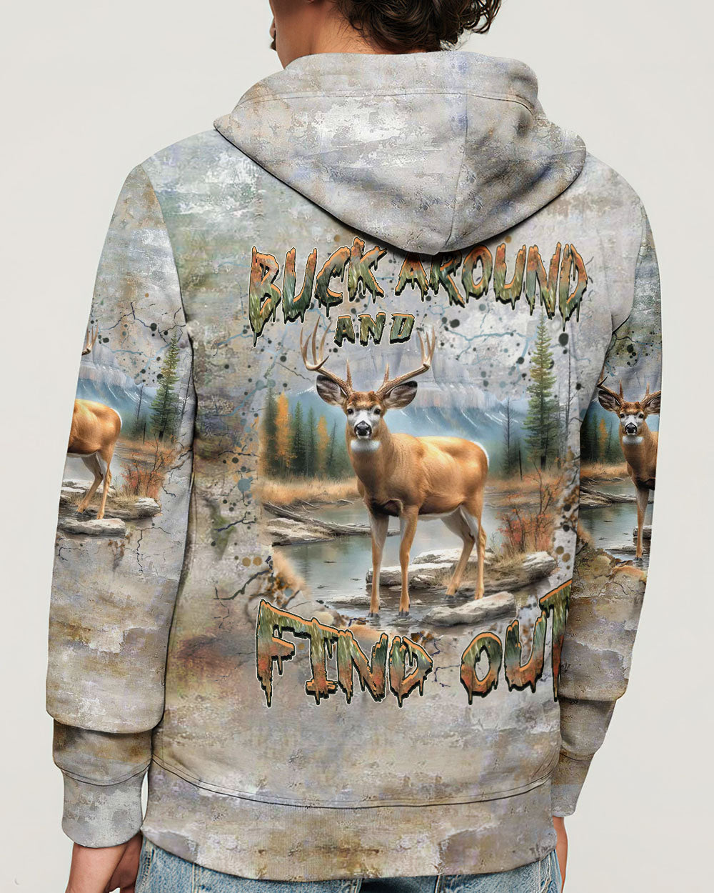 BLISSCORNERS BUCK AROUND AND FIND OUT HUNTING DEER ALL OVER PRINT