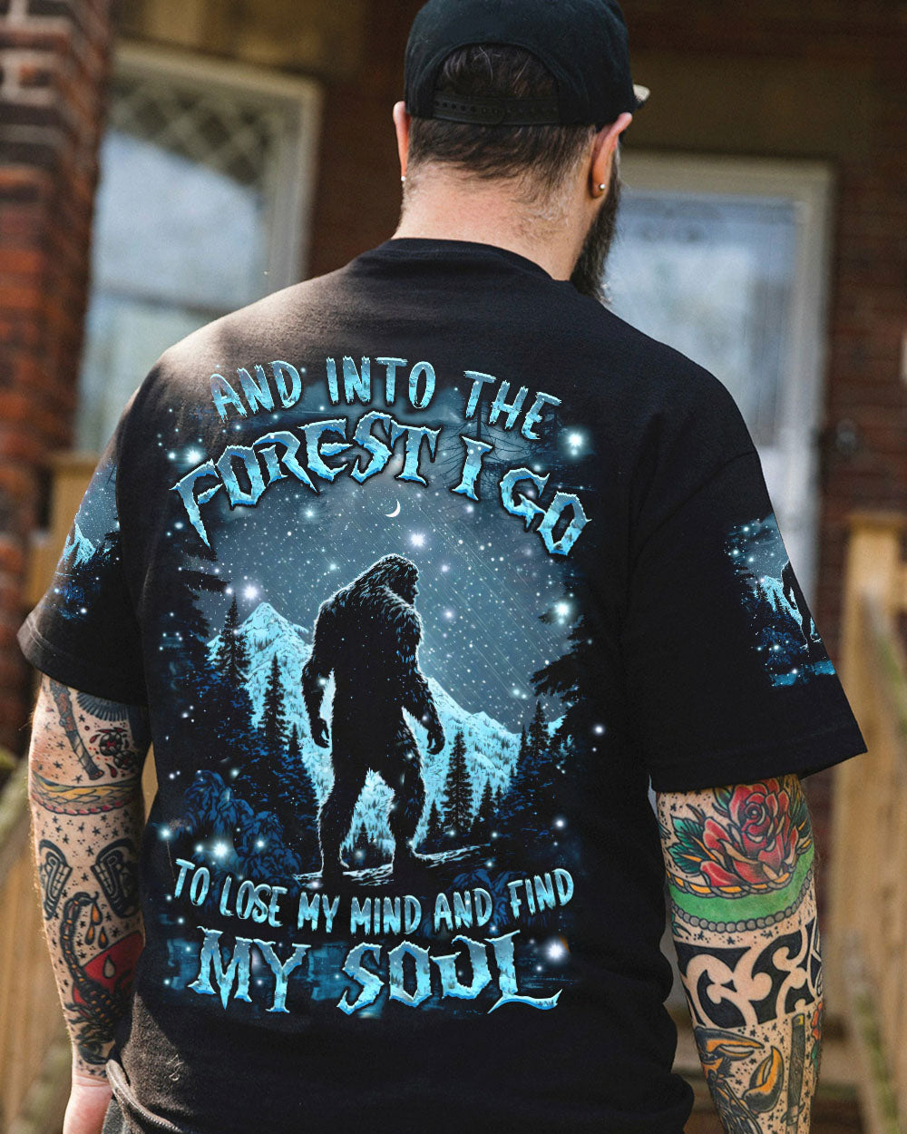 BLISSCORNERS AND INTO THE FOREST I GO BIGFOOT ALL OVER PRINT