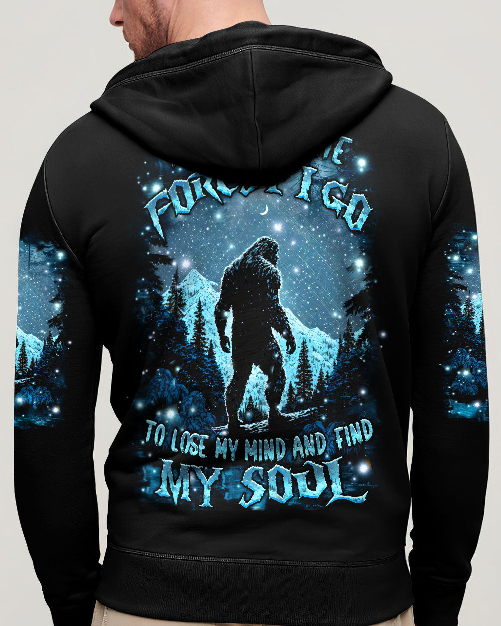 BLISSCORNERS AND INTO THE FOREST I GO BIGFOOT ALL OVER PRINT