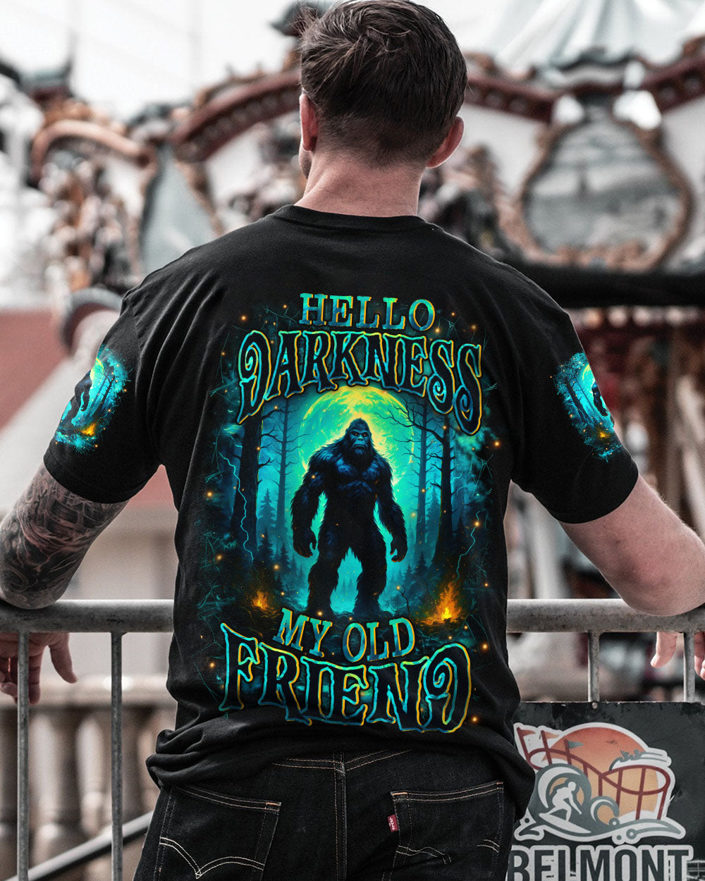 BLISSCORNERS HELLO DARKNESS MY OLD FRIEND BIGFOOT ALL OVER PRINT