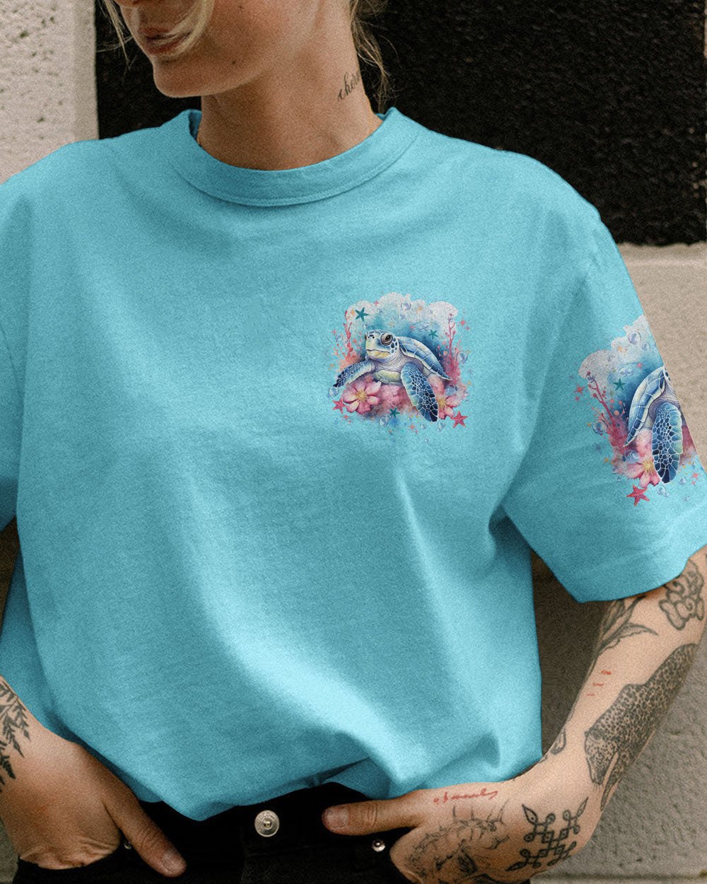 BLISSCORNERS AS FREE AS THE OCEAN TURTLE ALL OVER PRINT