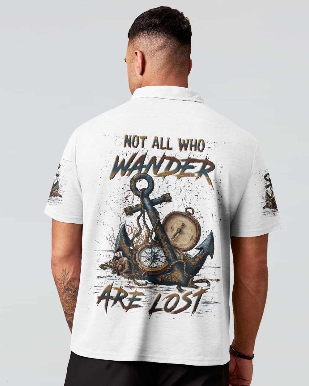 BLISSCORNERS NOT ALL WHO WANDER ARE LOST ANCHOR COMPASS ALL OVER PRINT