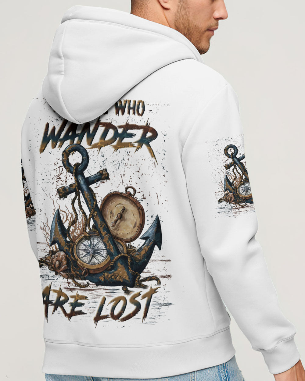 BLISSCORNERS NOT ALL WHO WANDER ARE LOST ANCHOR COMPASS ALL OVER PRINT