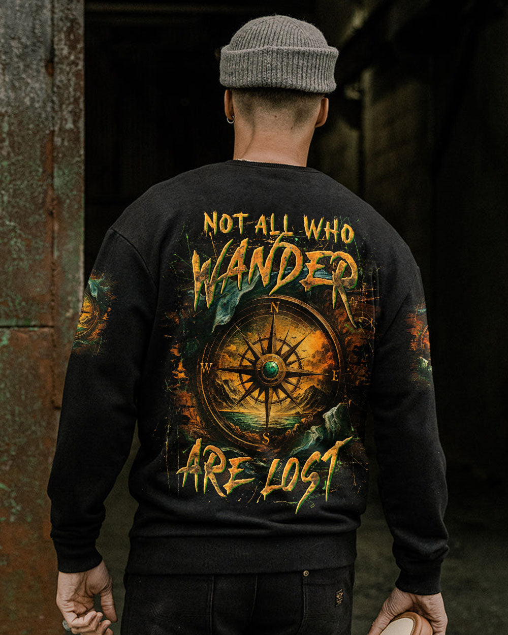 BLISSCORNERS NOT ALL WHO WANDER ARE LOST COMPASS ALL OVER PRINT