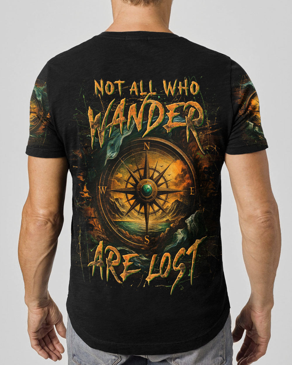 BLISSCORNERS NOT ALL WHO WANDER ARE LOST COMPASS ALL OVER PRINT