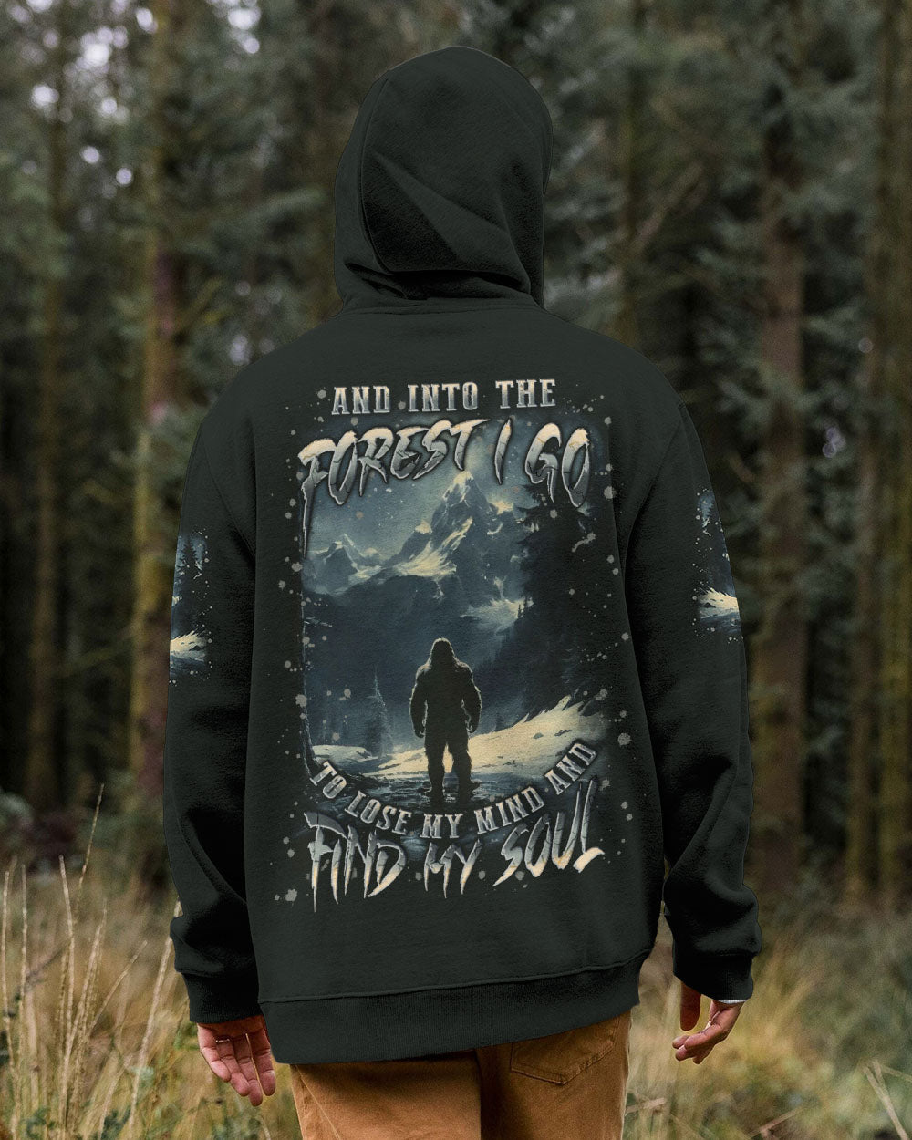 BLISSCORNERS AND INTO THE FOREST I GO BIGFOOT ALL OVER PRINT