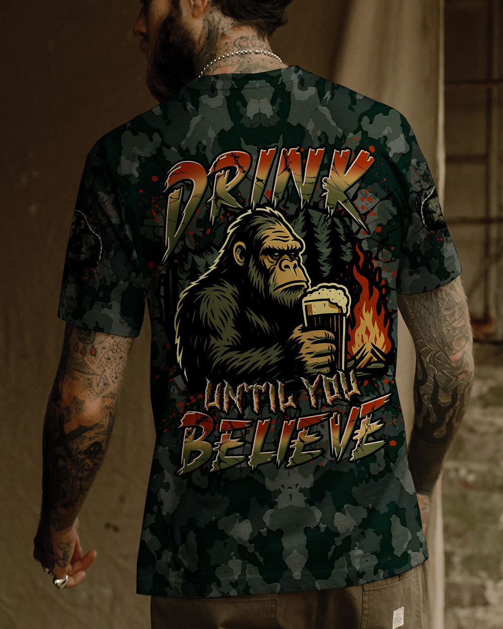 BLISSCORNERS DRINK UNTIL YOU BELIEVE BIGFOOT ALL OVER PRINT
