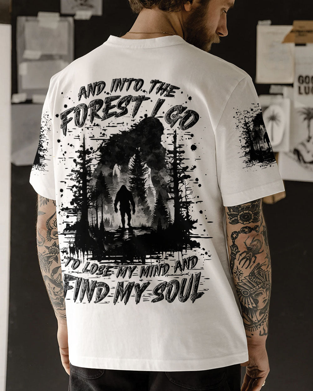 BLISSCORNERS AND INTO THE FOREST I GO BIGFOOT ALL OVER PRINT