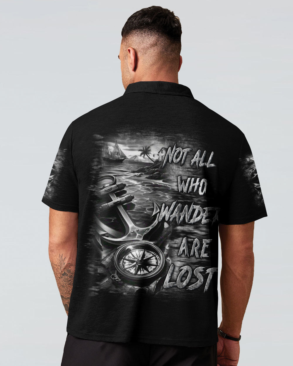 BLISSCORNERS NOT ALL WHO WANDER ARE LOST ANCHOR COMPASS ALL OVER PRINT