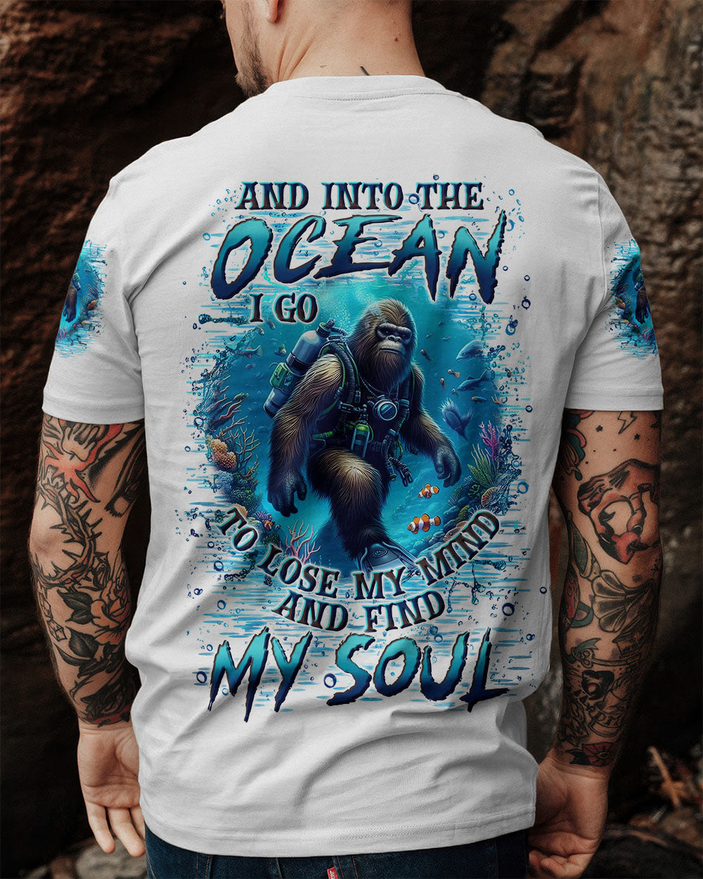 BLISSCORNERS AND INTO THE OCEAN I GO BIGFOOT ALL OVER PRINT