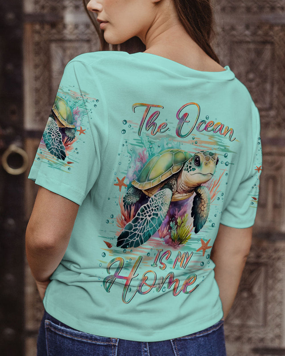 BLISSCORNERS THE OCEAN IS MY HOME TURTLE ALL OVER PRINT