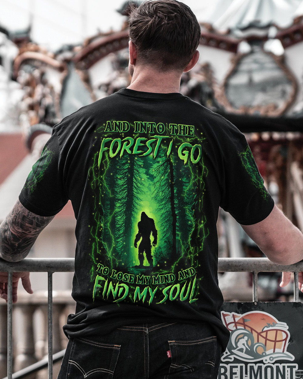 BLISSCORNERS AND INTO THE FOREST I GO BIGFOOT ALL OVER PRINT
