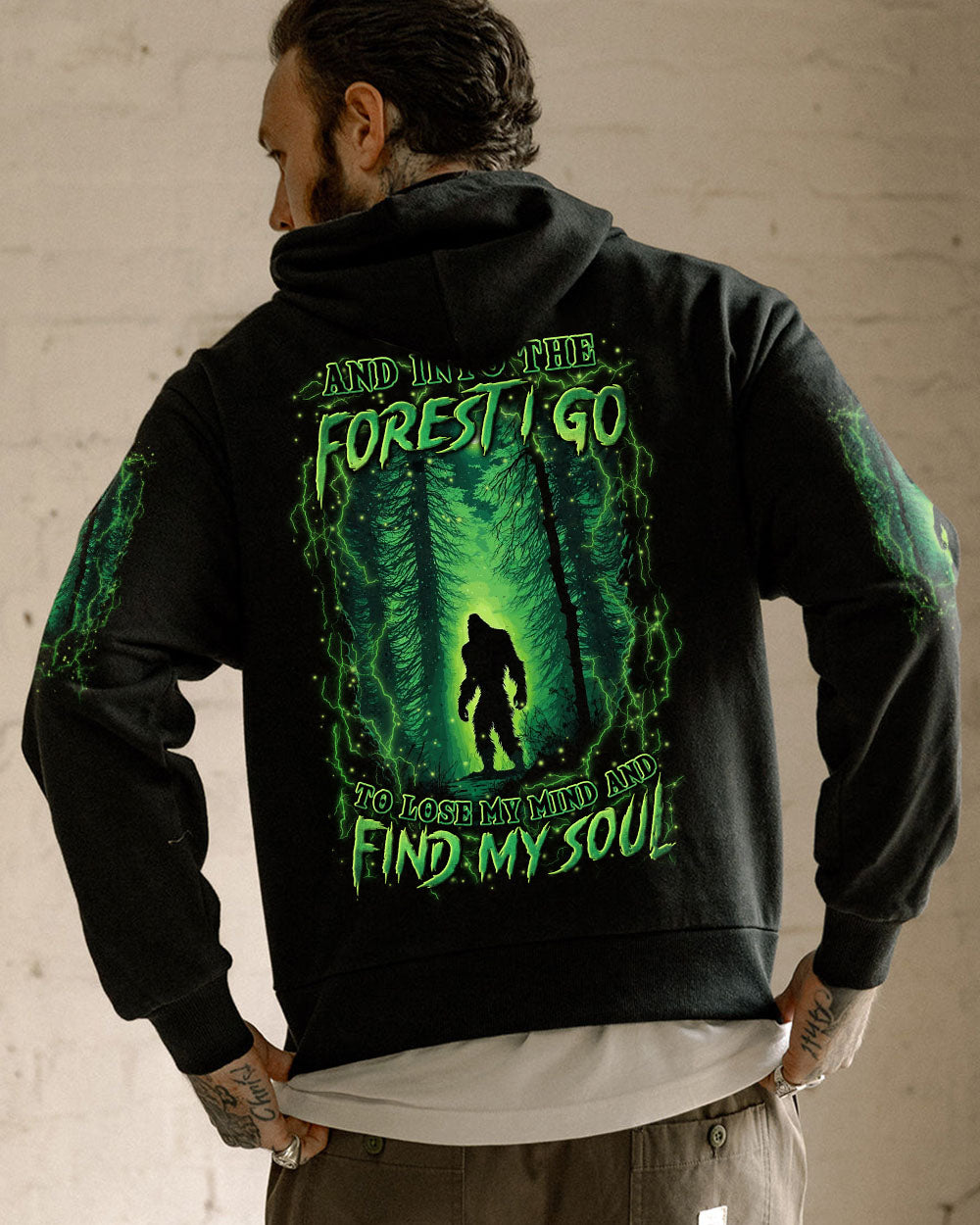 BLISSCORNERS AND INTO THE FOREST I GO BIGFOOT ALL OVER PRINT
