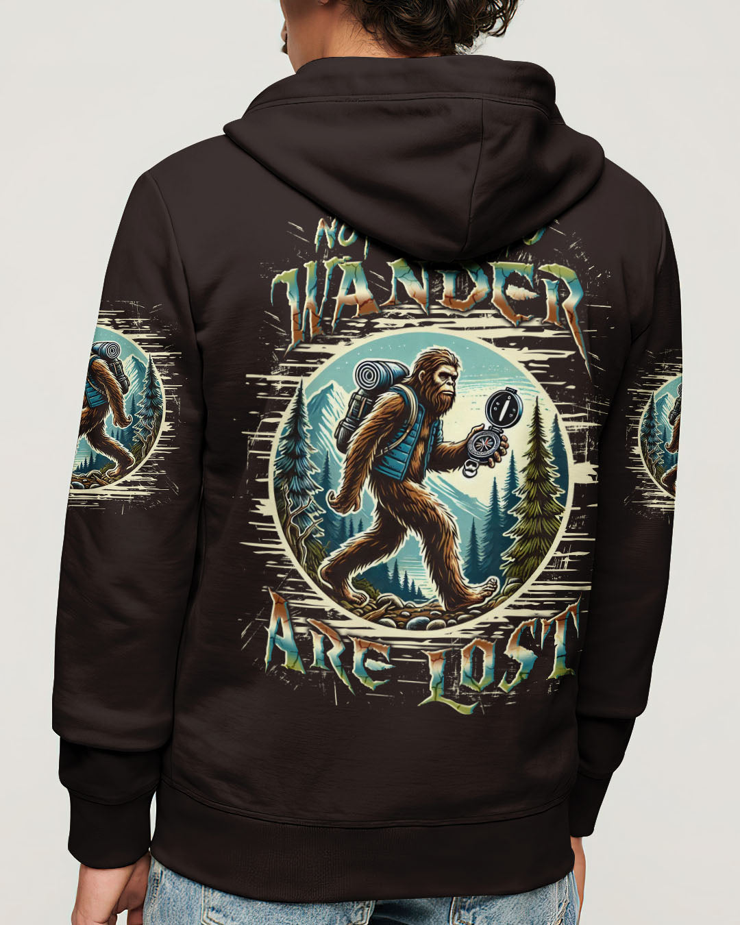 BLISSCORNERS NOT ALL WHO WANDER ARE LOST BIGFOOT ALL OVER PRINT