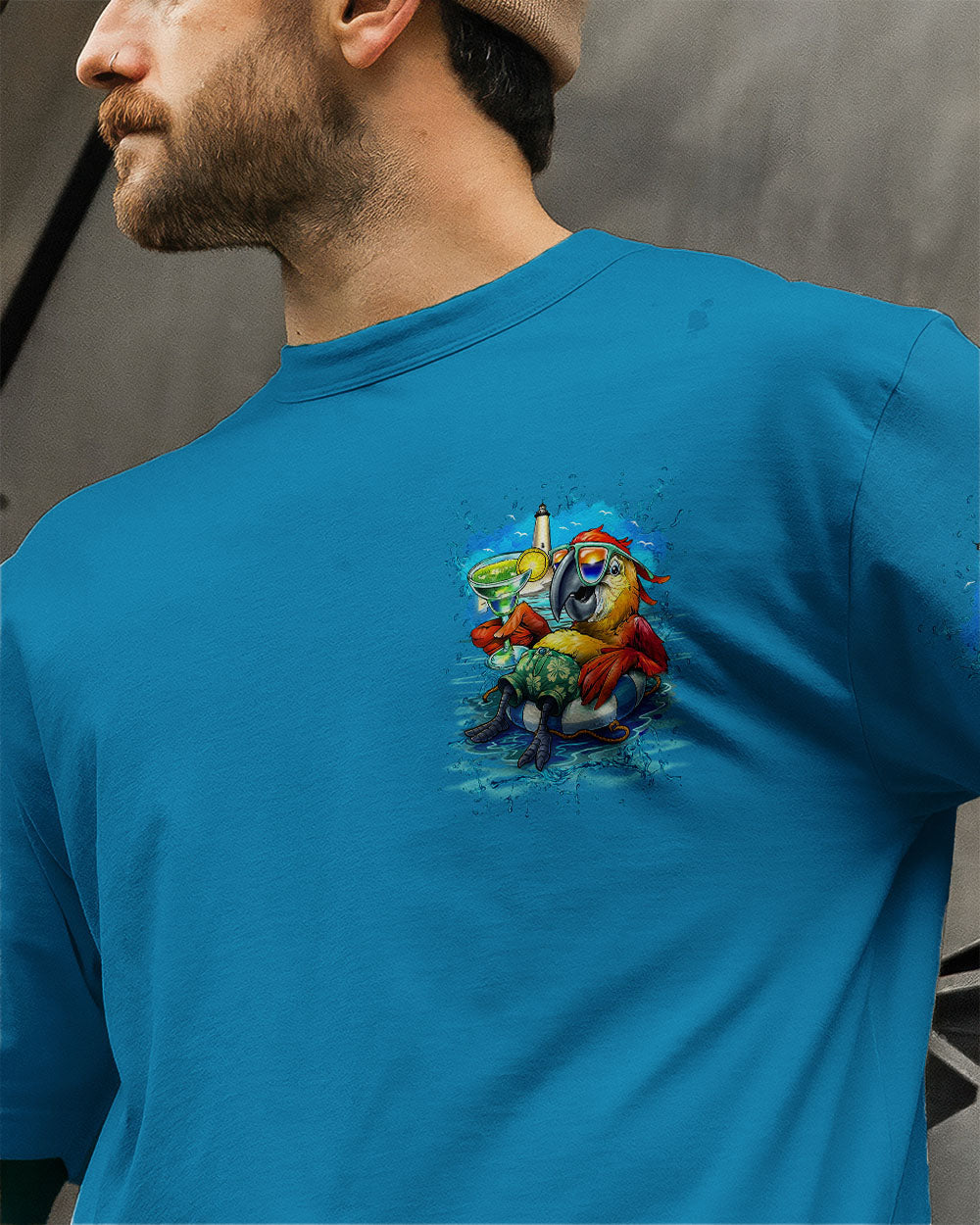 BLISSCORNERS I'M ON ISLAND TIME PARROT ALL OVER PRINT