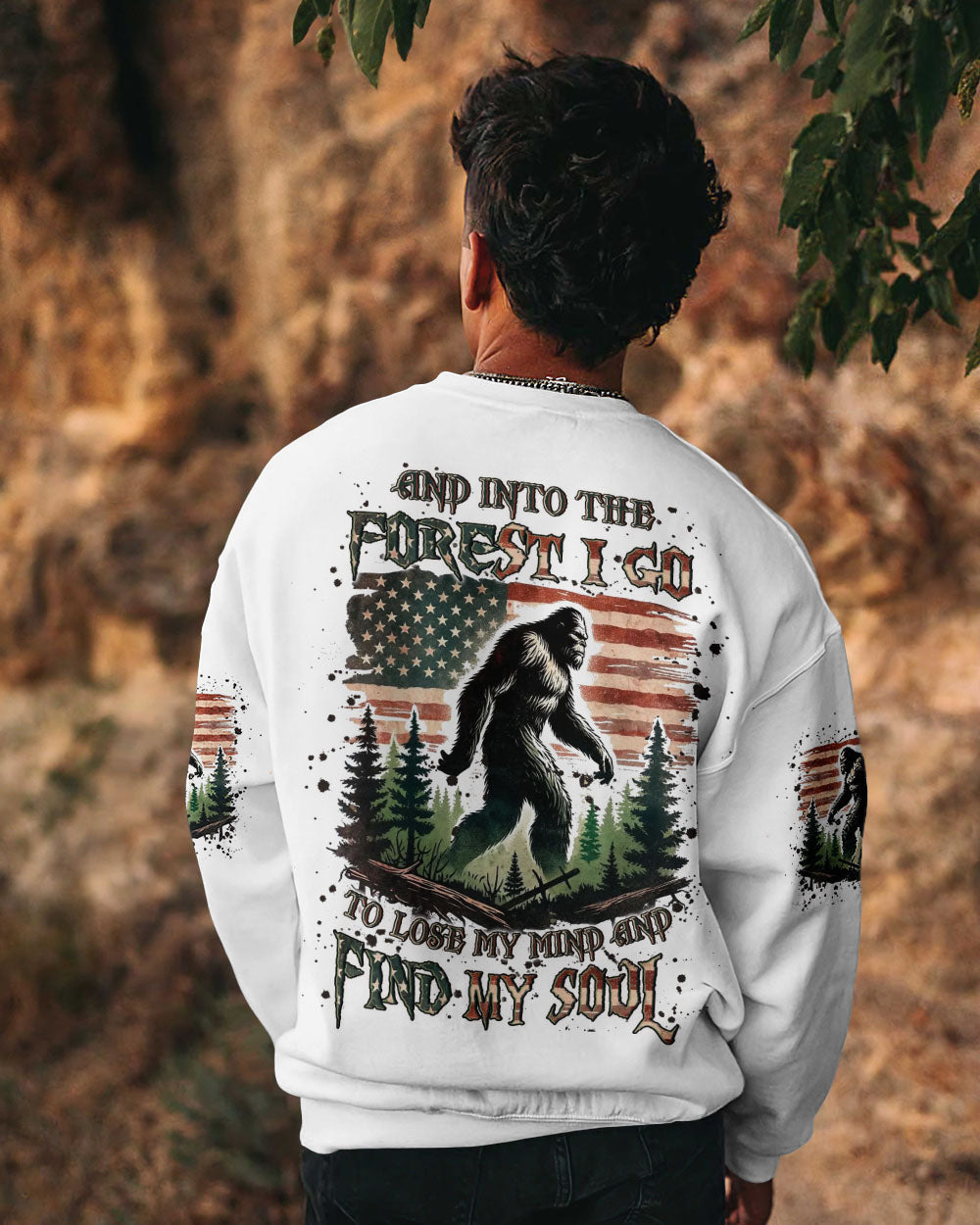 BLISSCORNERS AND INTO THE FOREST I GO BIGFOOT ALL OVER PRINT