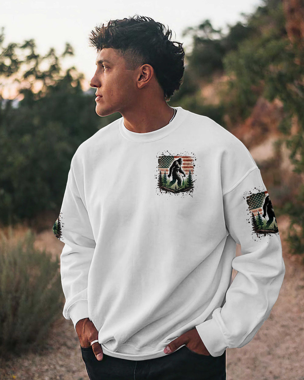 BLISSCORNERS AND INTO THE FOREST I GO BIGFOOT ALL OVER PRINT