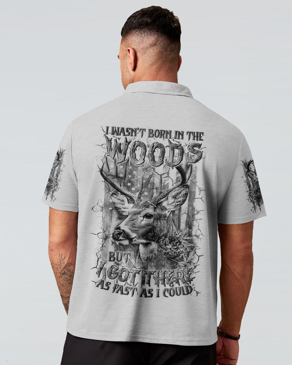 BLISSCORNERS I WASN'T BORN IN THE WOODS DEER HUNTING ALL OVER PRINT