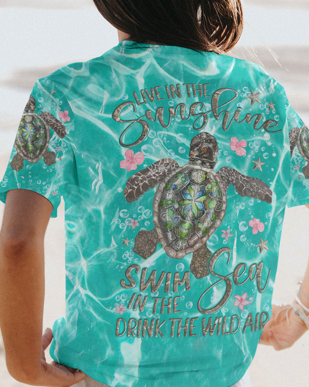 BLISSCORNERS LIVE IN THE SUNSHINE SWIM IN THE SEA TURTLE ALL OVER PRINT